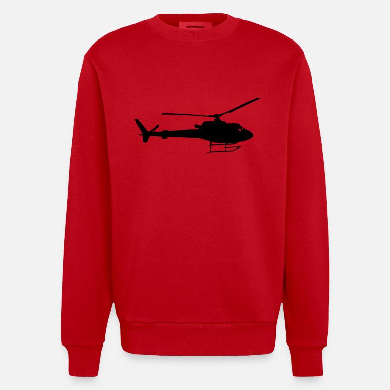 Hélicoptère idée cadeau rapidement - Sweat bio épais oversize fabriqué en UE - rouge