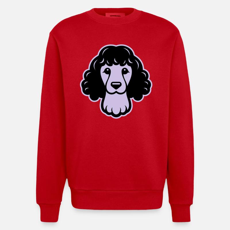 Caniche tête de chien - Sweat bio épais oversize fabriqué en UE - rouge