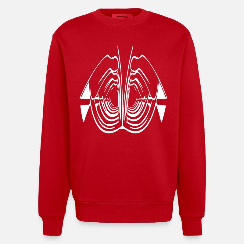 Art abstrait de côtes - Sweat bio épais oversize fabriqué en UE - rouge