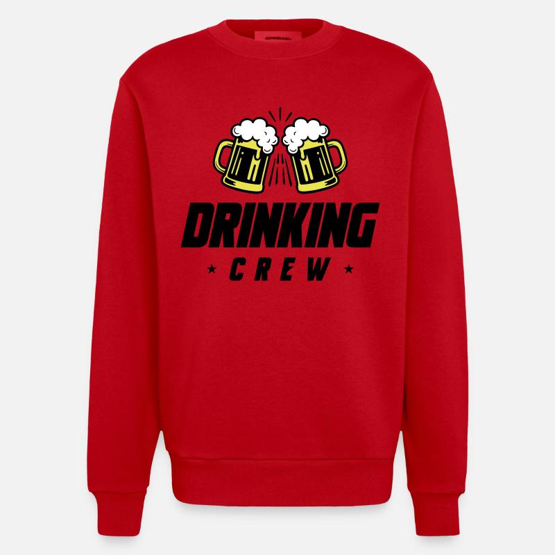 Drinking Crew Bier - Heavyweight Oversized Organic Crew Neck Made in EU - Rot