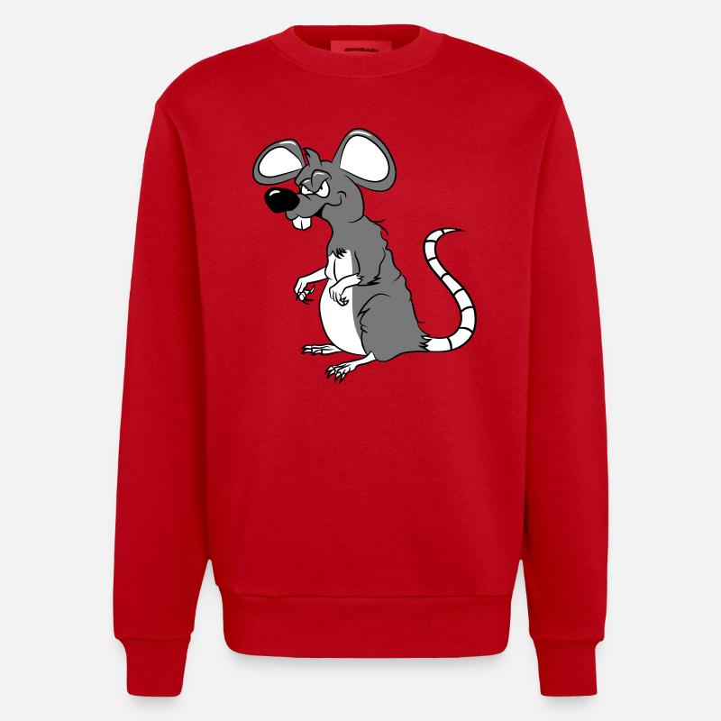 Rat mal drôle cool - Sweat bio épais oversize fabriqué en UE - rouge