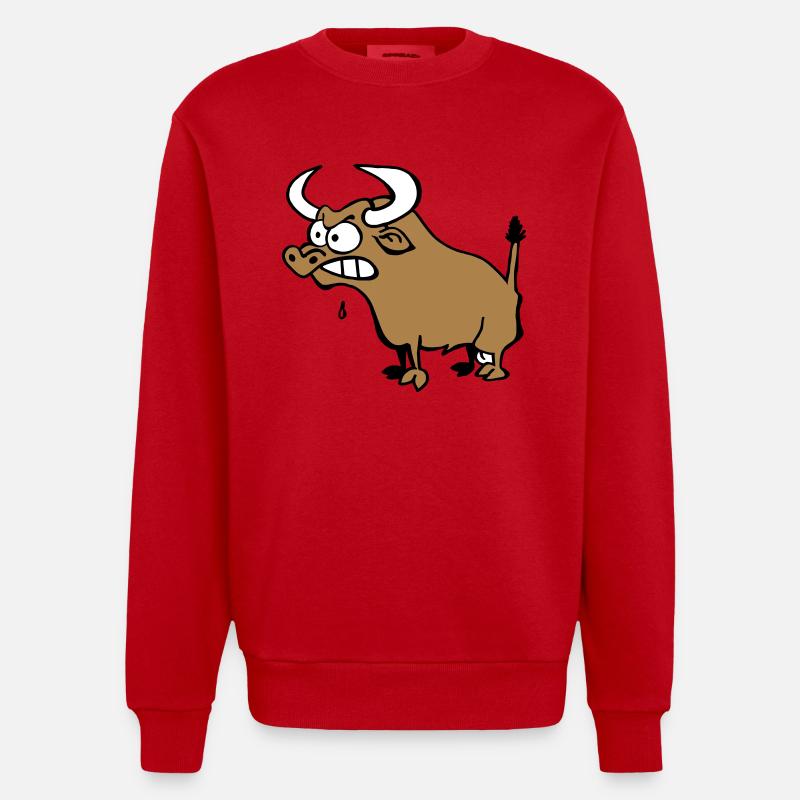 Wütender Stier - Heavyweight Oversized Organic Crew Neck Made in EU - Rot