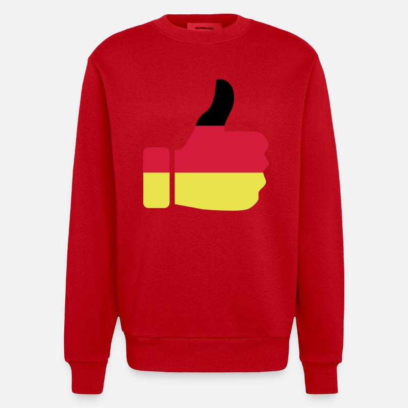 Thumbs up for Germany - Heavyweight Oversized Organic Crew Neck Made in EU - red