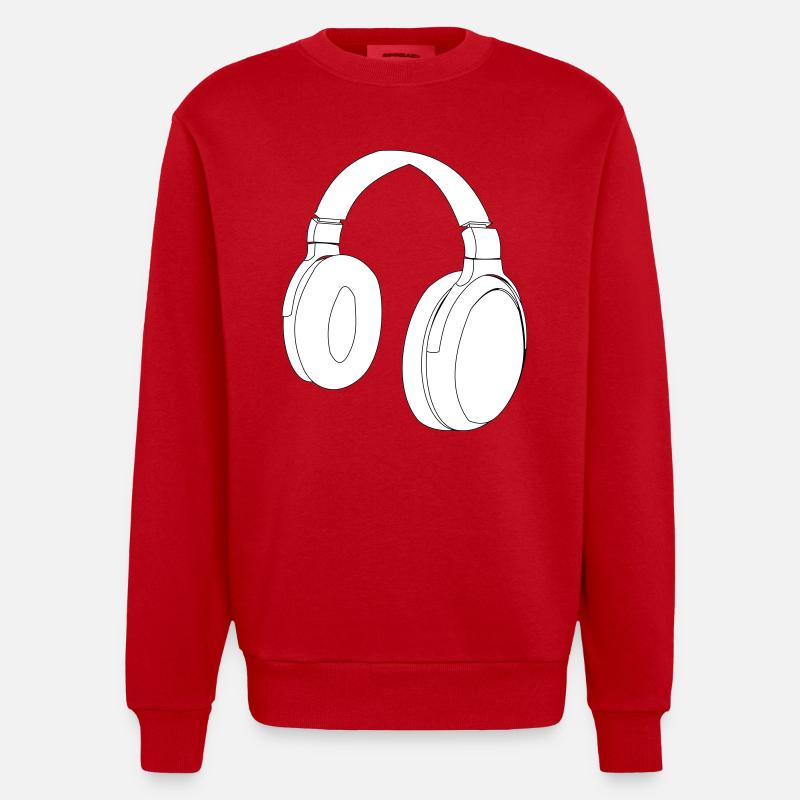 Kopfhörer Vektor Design - Heavyweight Oversized Organic Crew Neck Made in EU - Rot