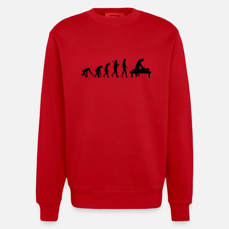 BURNOUT EVOLUTION - Heavyweight Oversized Organic Crew Neck Made in EU - red