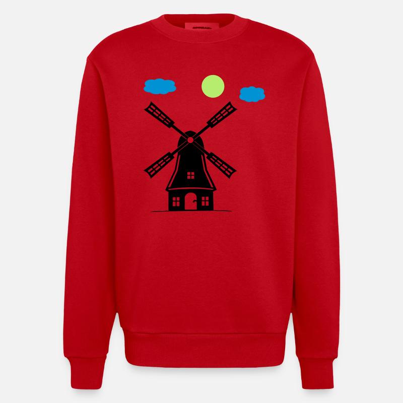 Moulin à vent - Sweat bio épais oversize fabriqué en UE - rouge