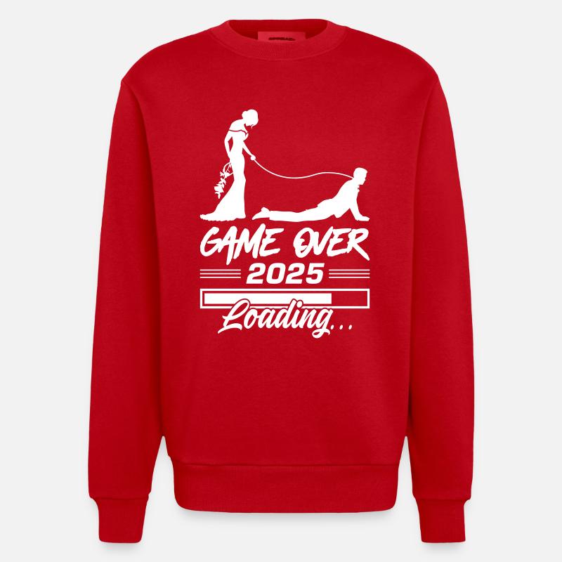 Wedding Loading 2025 Game Over - Sweat bio épais oversize fabriqué en UE - rouge