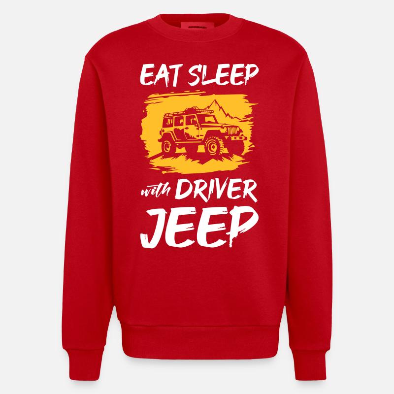 Mangez Dormez avec les Jeeps Driver - Sweat bio épais oversize fabriqué en UE - rouge