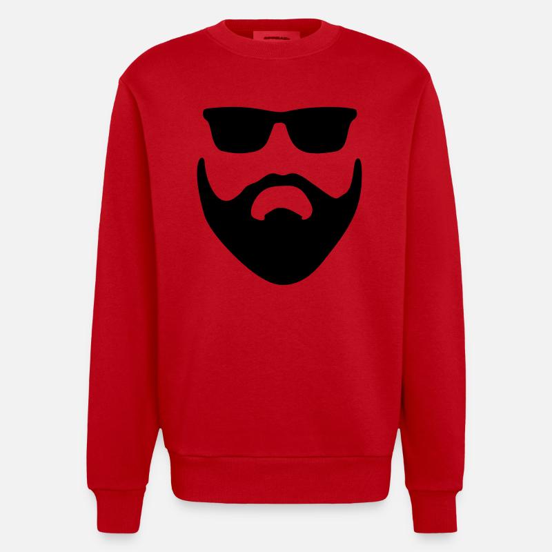 Bärtiger Mann mit Sonnenbrille - Heavyweight Oversized Organic Crew Neck Made in EU - Rot