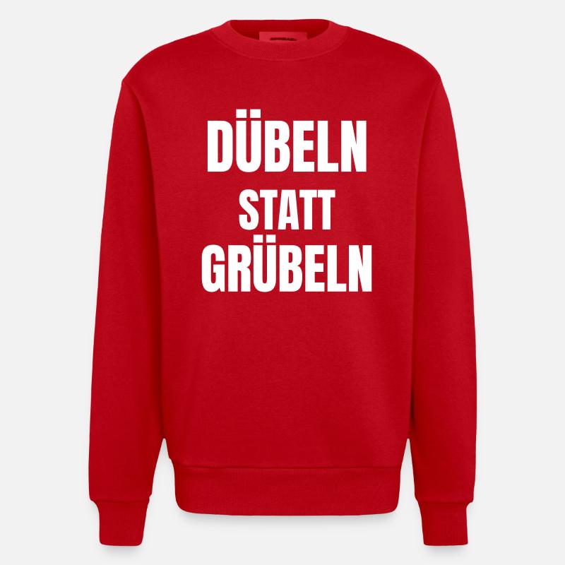 Doweling instead of brooding! - Heavyweight Oversized Organic Crew Neck Made in EU - red
