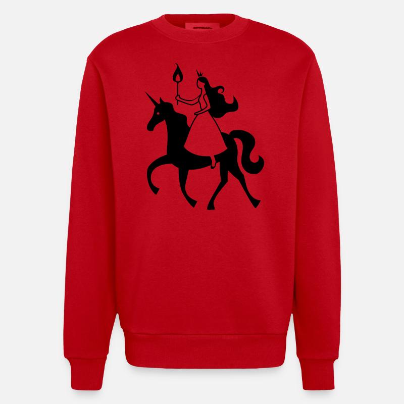 Princess Unicorn - Heavyweight Oversized Organic Crew Neck Made in EU - red