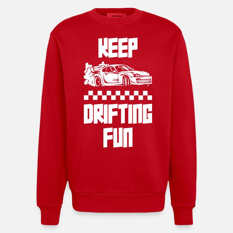 Keep Drifting Fun - Heavyweight Oversized Organic Crew Neck Made in EU - red