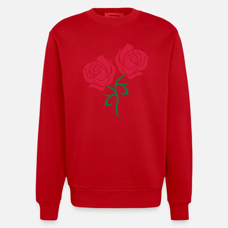 roses - Sweat bio épais oversize fabriqué en UE - rouge