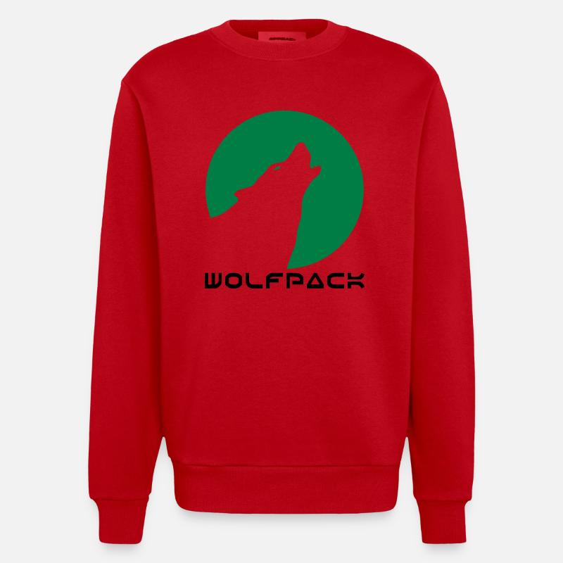 wolfpack_1 - Sweat bio épais oversize fabriqué en UE - rouge