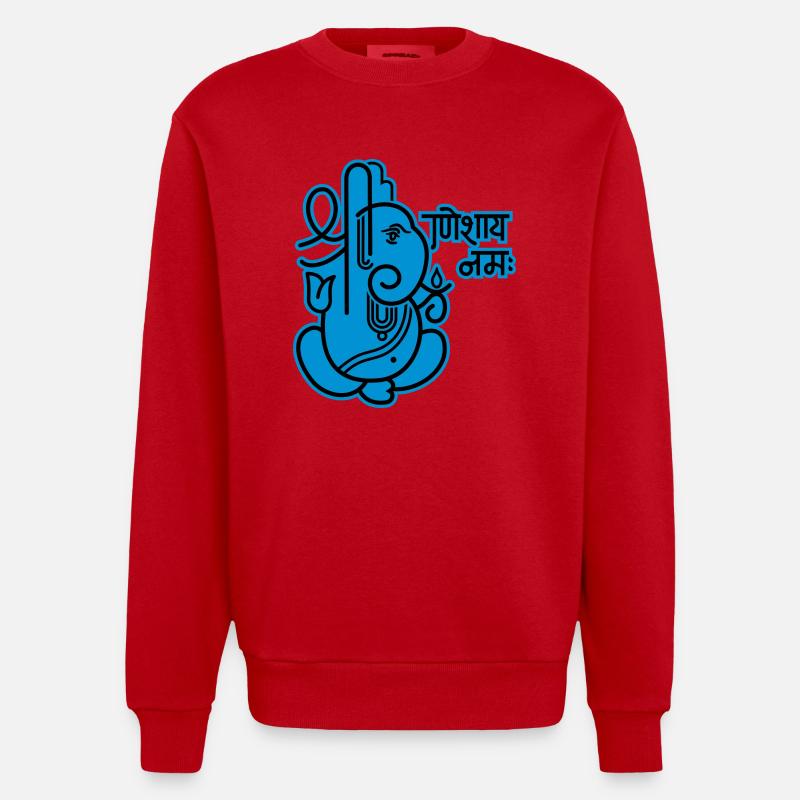 Ganesha Elephant No.05_2c - Sweat bio épais oversize fabriqué en UE - rouge