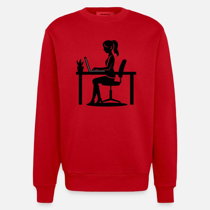 Frau Computer Job - Heavyweight Oversized Organic Crew Neck Made in EU - Rot