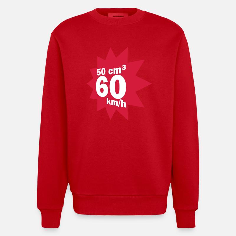 50 cc, 60 km / h - Heavyweight Oversized Organic Crew Neck Made in EU - red