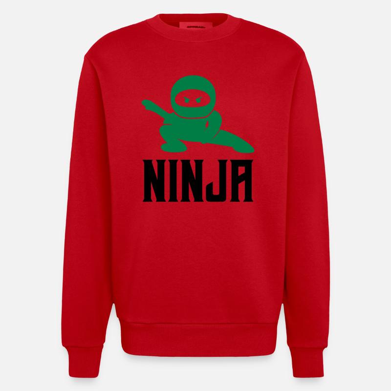 Bande dessinée Ninja - Sweat bio épais oversize fabriqué en UE - rouge
