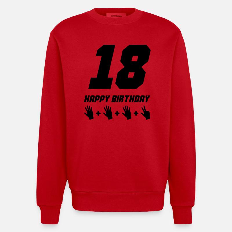 Joyeux anniversaire 18 - Sweat bio épais oversize fabriqué en UE - rouge