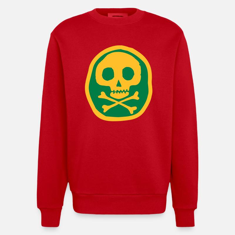 Crâne et os - Sweat bio épais oversize fabriqué en UE - rouge