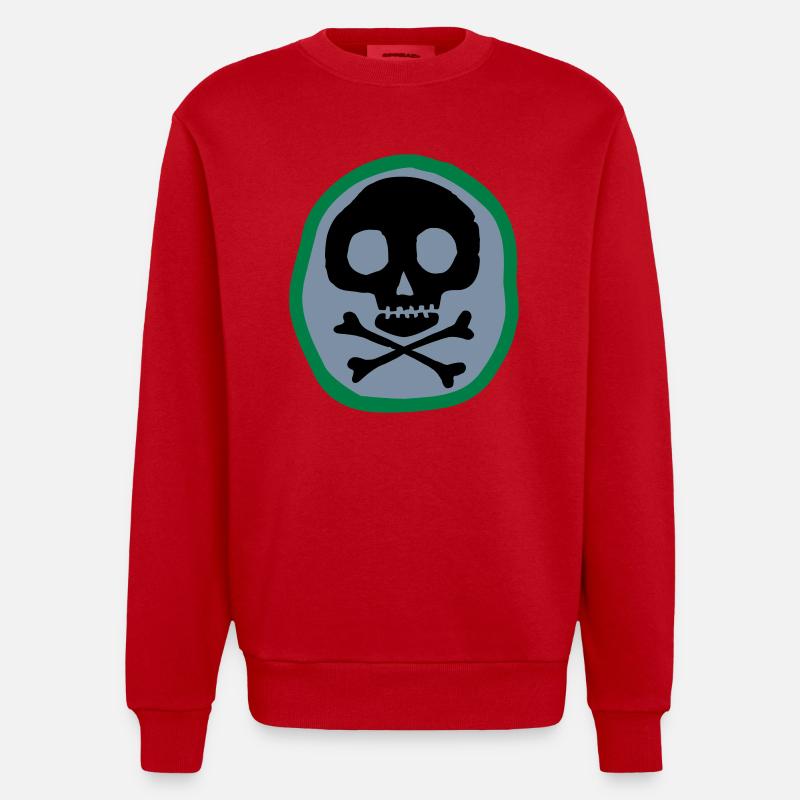 Crâne et os - Sweat bio épais oversize fabriqué en UE - rouge
