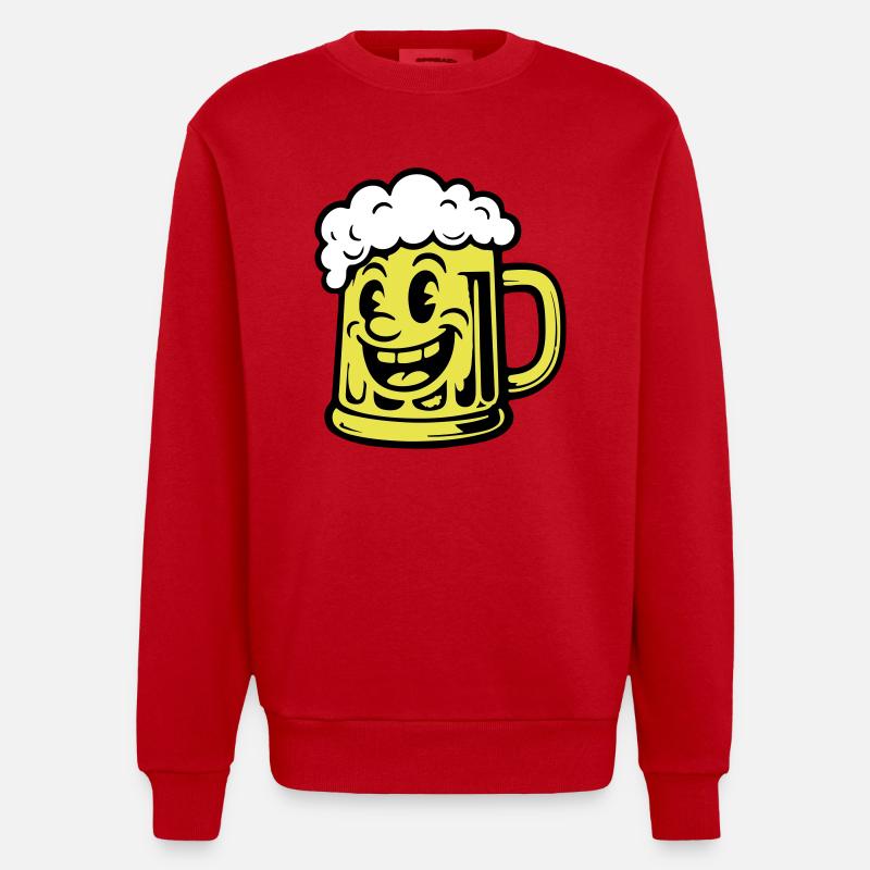 Bière Drôle Bande Dessinée - Sweat bio épais oversize fabriqué en UE - rouge