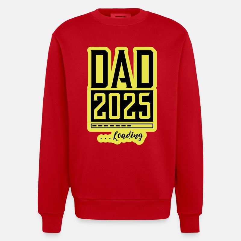 Dad 2025 Loading Papa - Heavyweight Oversized Organic Crew Neck Made in EU - red