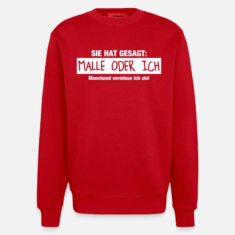 Malle oder ich - Heavyweight Oversized Organic Crew Neck Made in EU - Rot