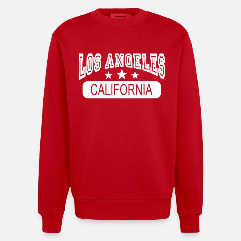 los angeles california - Heavyweight Oversized Organic Crew Neck Made in EU - red