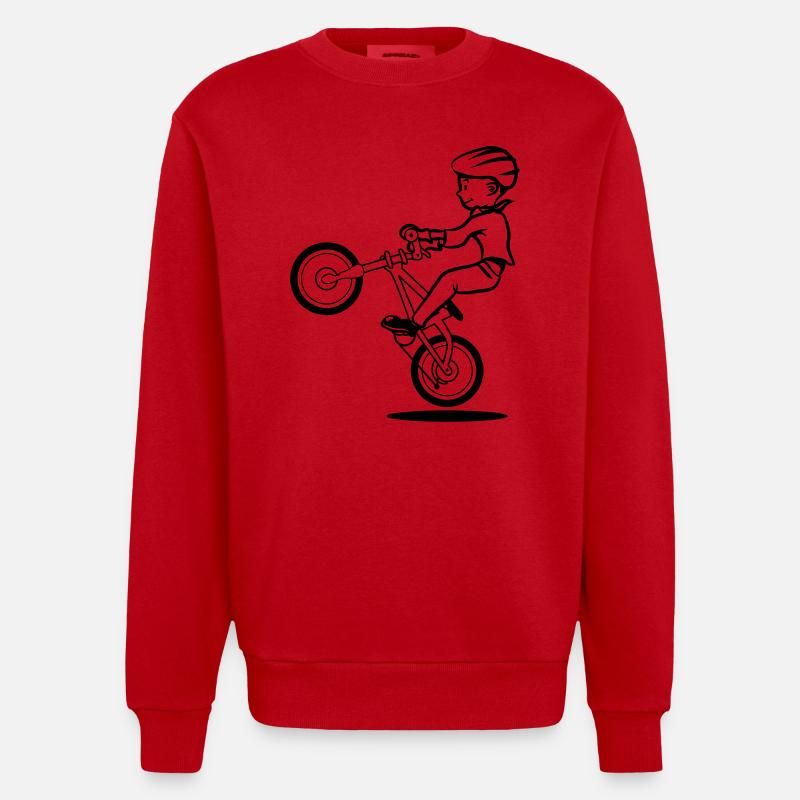 fahrrad biker junge kind - Heavyweight Oversized Organic Crew Neck Made in EU - Rot