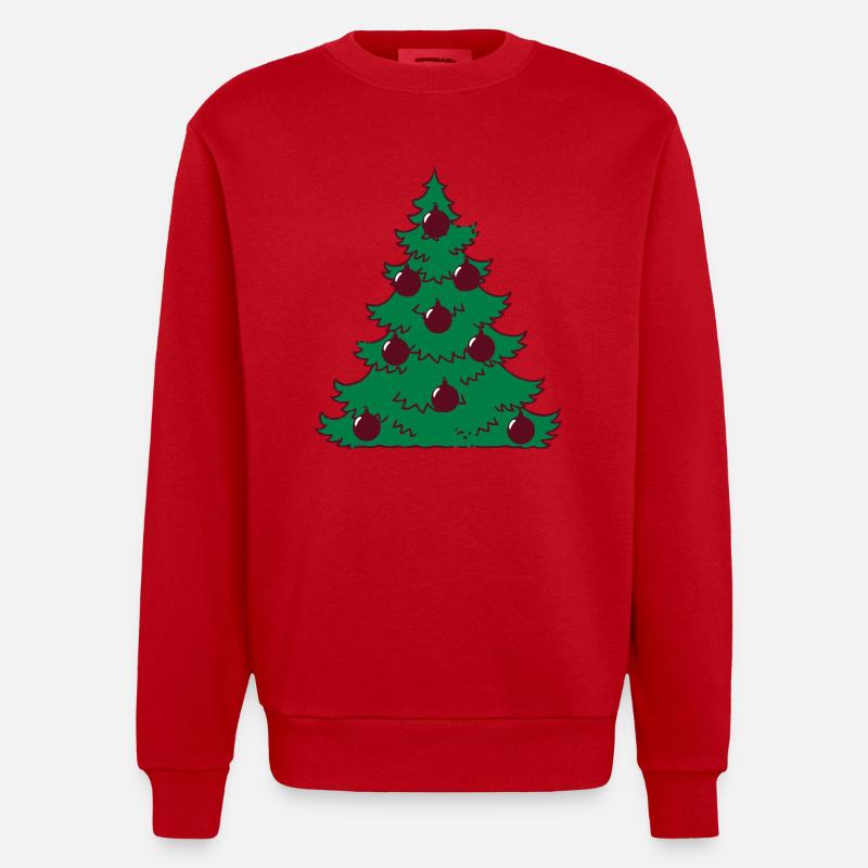 Weihnachtsbaum Weihnachten Weihnachtskugeln - Heavyweight Oversized Organic Crew Neck Made in EU - Rot