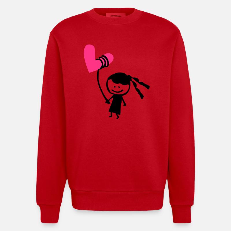 Kleines Mädchen mit Herzballon - Heavyweight Oversized Organic Crew Neck Made in EU - Rot