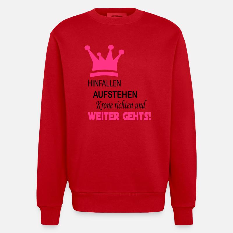krone_weiter_gehts_4 - Heavyweight Oversized Organic Crew Neck Made in EU - Rot