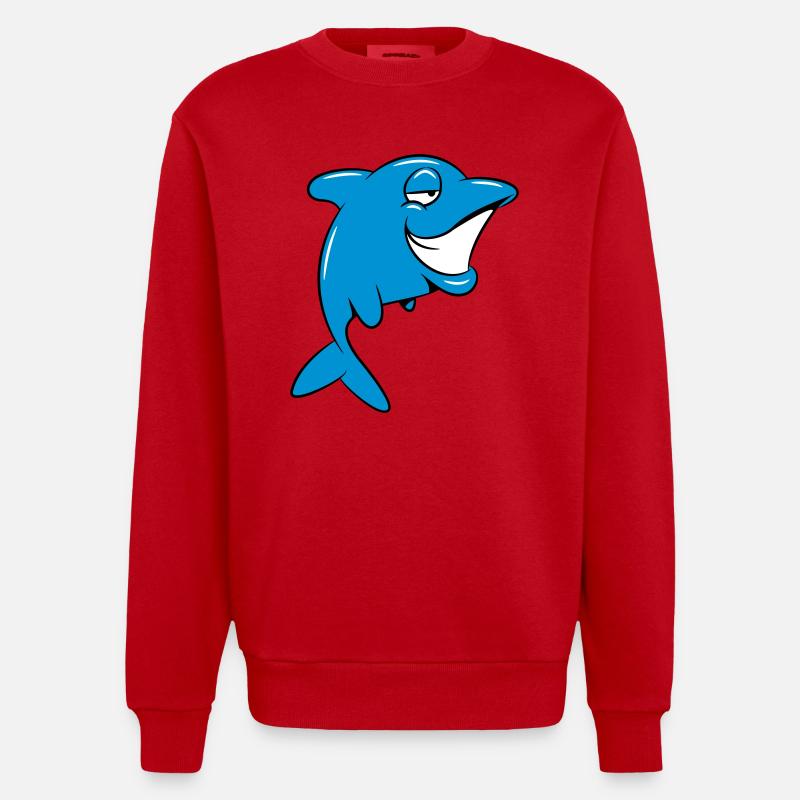 delfin witzig - Heavyweight Oversized Organic Crew Neck Made in EU - Rot