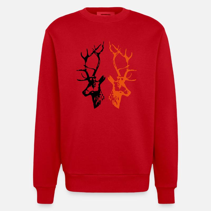 hirsche - Heavyweight Oversized Organic Crew Neck Made in EU - Rot