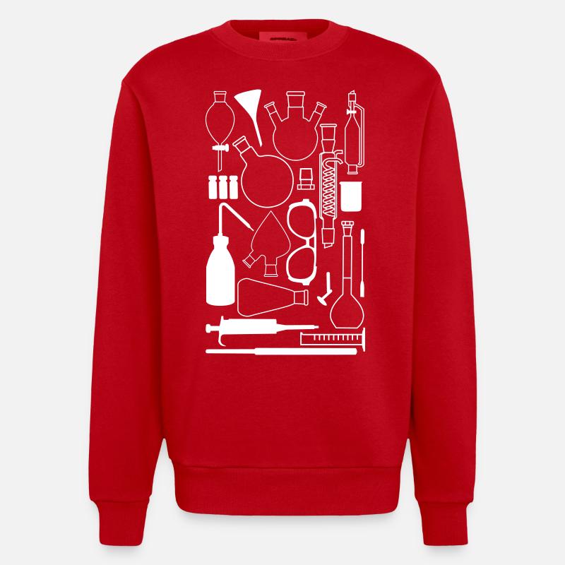 Laborgeräte - Heavyweight Oversized Organic Crew Neck Made in EU - Rot