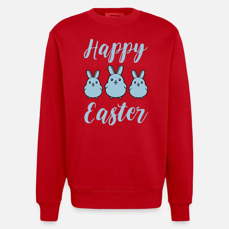 Joyeux lapins de Pâques - Sweat bio épais oversize fabriqué en UE - rouge