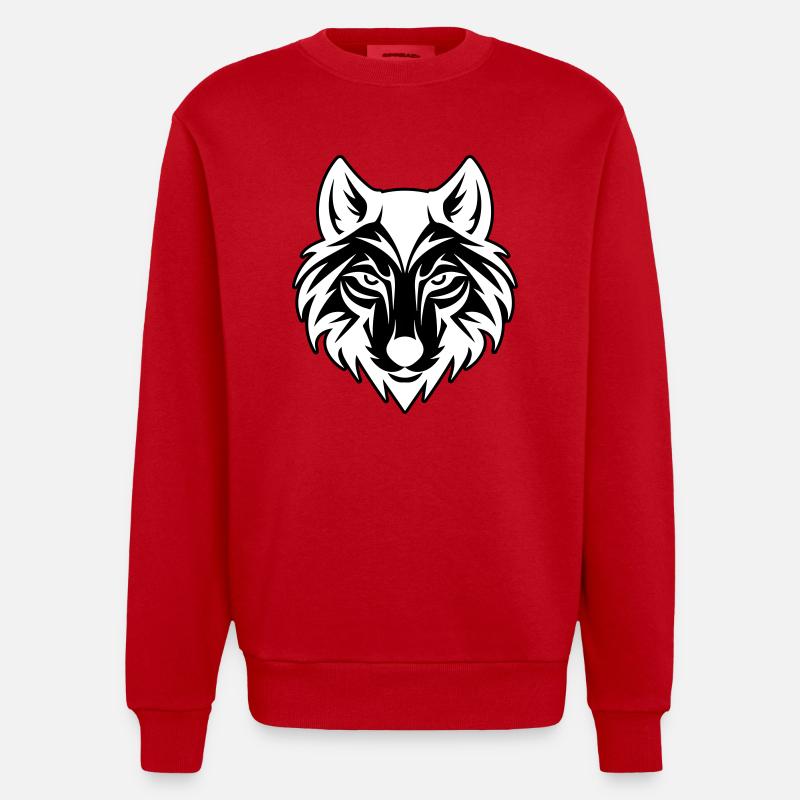 Wolf Kopf - Heavyweight Oversized Organic Crew Neck Made in EU - Rot