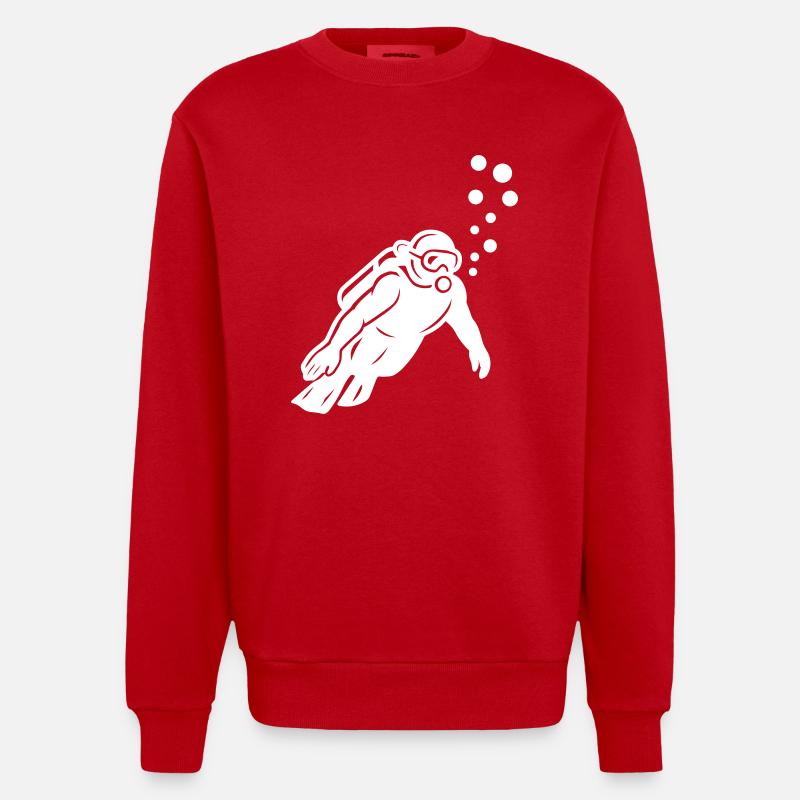 Silhouette de plongeur - Sweat bio épais oversize fabriqué en UE - rouge