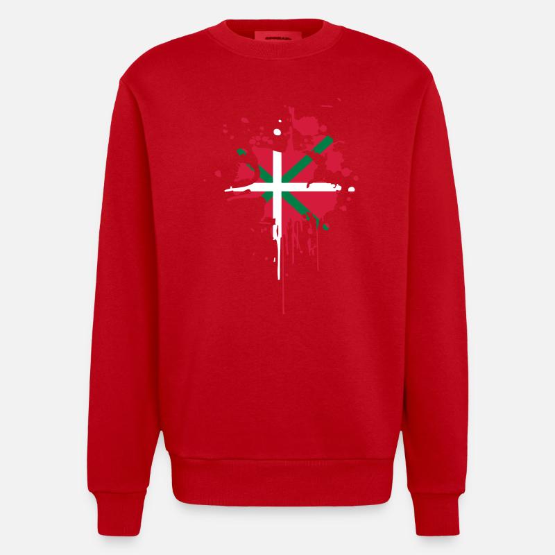 Drapeau Basque Tâche - Sweat bio épais oversize fabriqué en UE - rouge