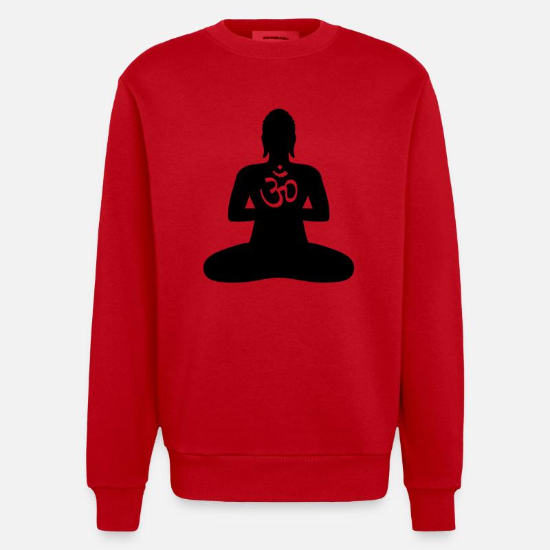 BUDDHA 1b OM / AUM - Heavyweight Oversized Organic Crew Neck Made in EU - Rot