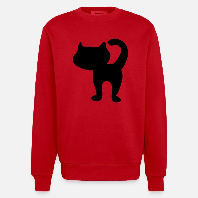 chaton silhouette par patjila - Sweat bio épais oversize fabriqué en UE - rouge