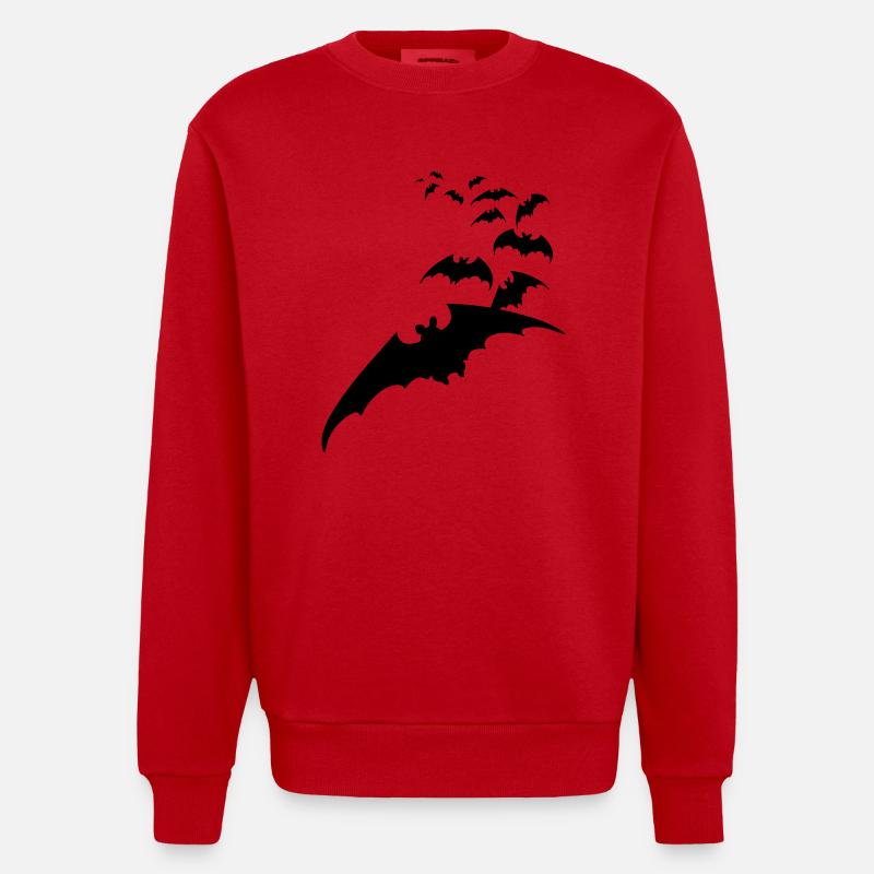 Chauve-souris vampire Halloween renard mouche - Sweat bio épais oversize fabriqué en UE - rouge