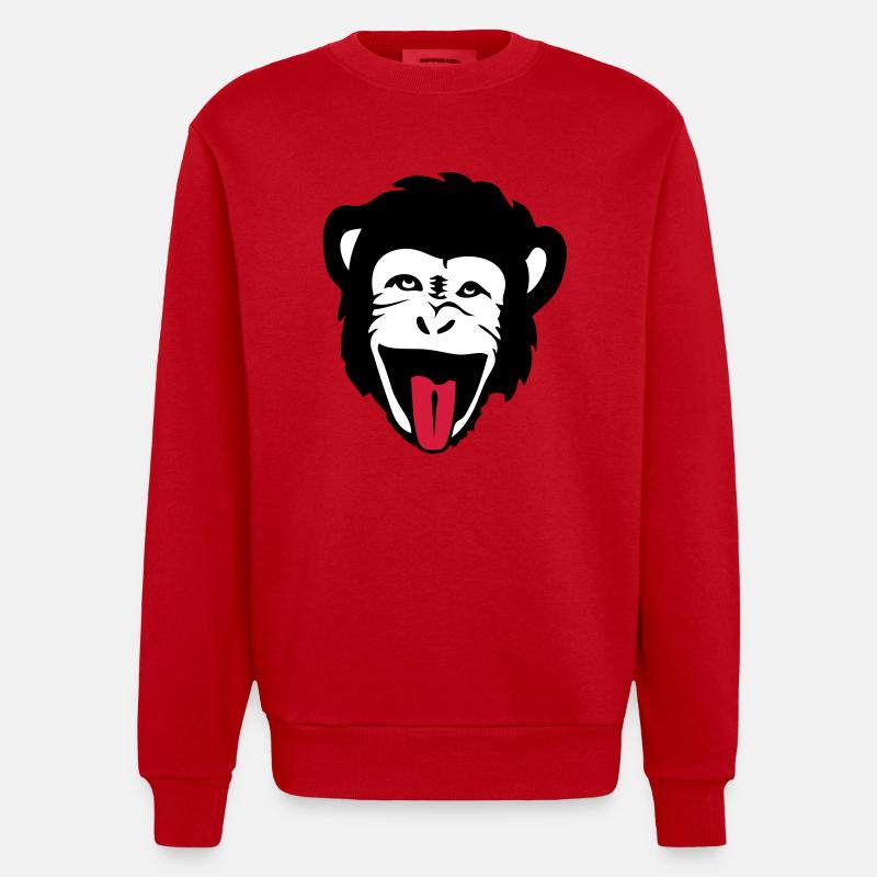 monkey gorilla monkey Header1 - Heavyweight Oversized Organic Crew Neck Made in EU - red