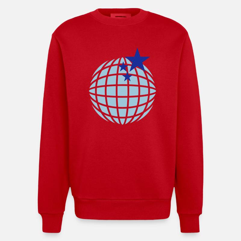 Disco-Kugel / disco globe (2c) - Heavyweight Oversized Organic Crew Neck Made in EU - Rot
