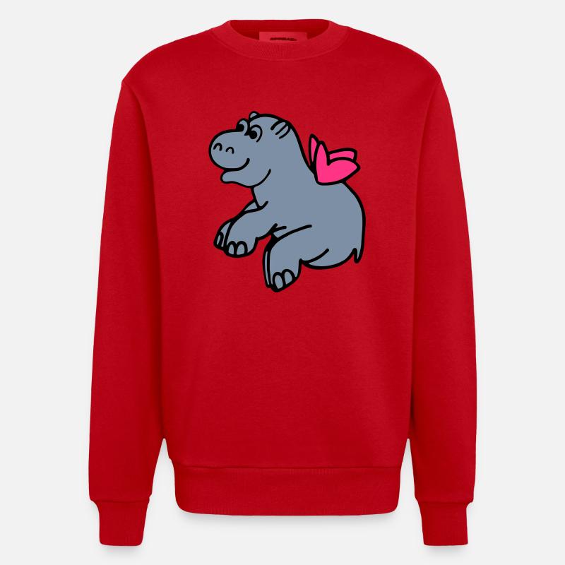 Fliegendes Nilpferd - Heavyweight Oversized Organic Crew Neck Made in EU - Rot