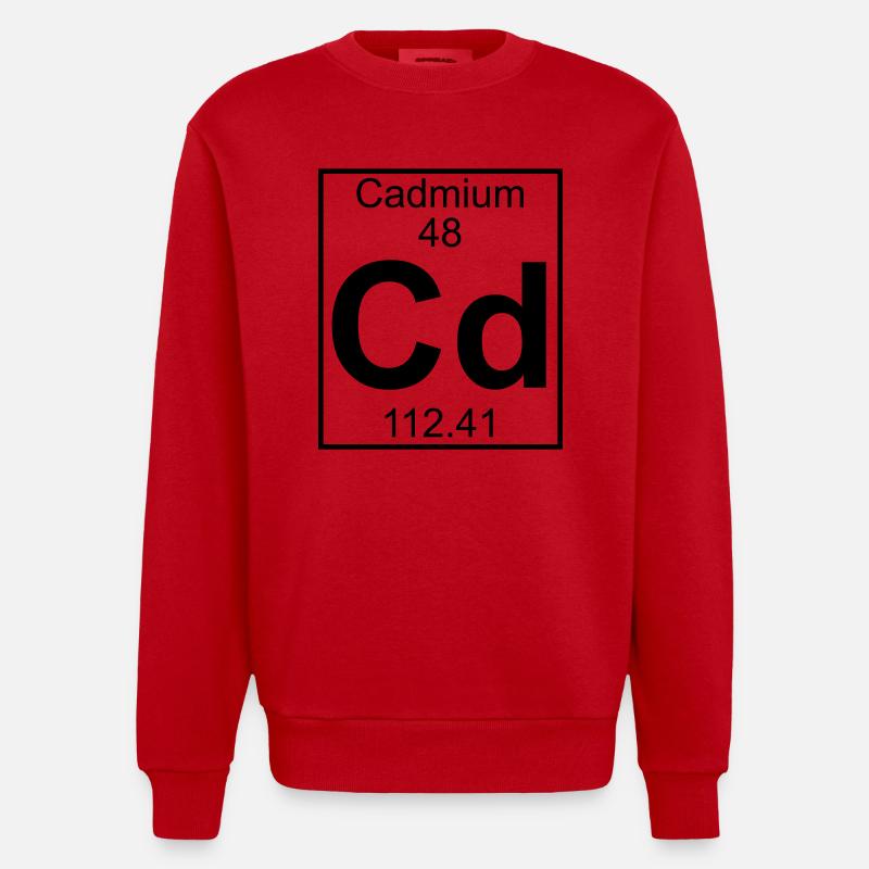 Element 048 - Cd (cadmium) - Full - Heavyweight Oversized Organic Crew Neck Made in EU - Rot