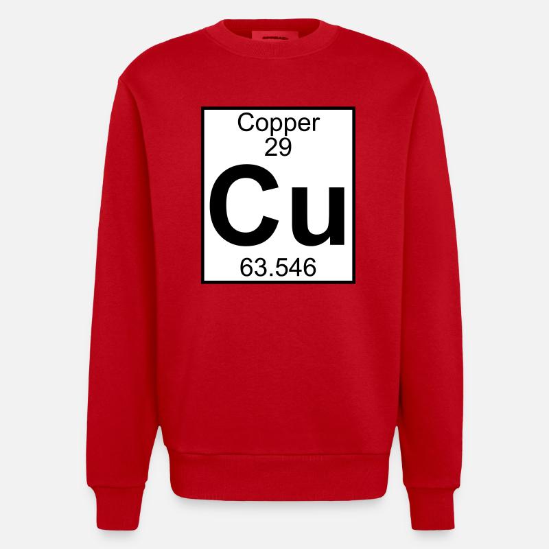 Copper (Cu) (element 29) - Heavyweight Oversized Organic Crew Neck Made in EU - red
