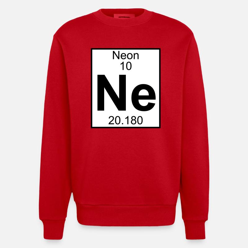 Neon (Ne) (element 10) - Heavyweight Oversized Organic Crew Neck Made in EU - red