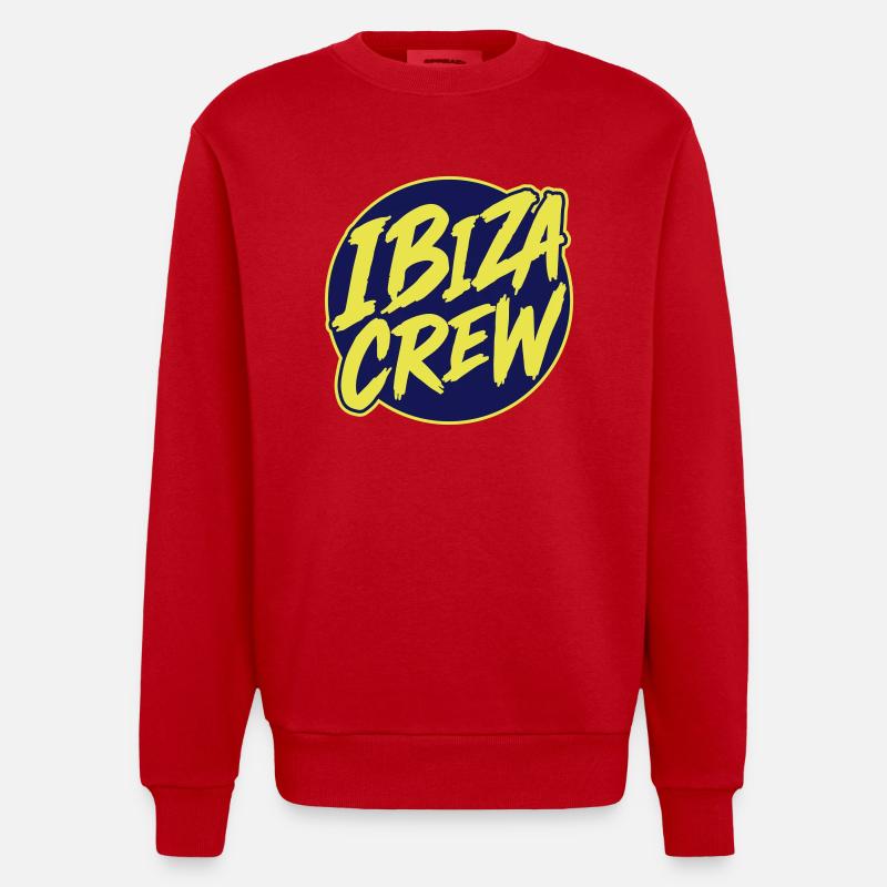 Vacances Ibiza Crew - Sweat bio épais oversize fabriqué en UE - rouge